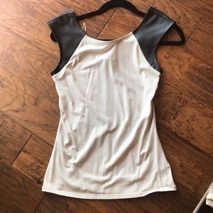 Faux leather accent tank top